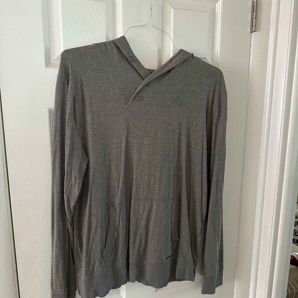 Express Charcoal Hooded Top with Button Detail